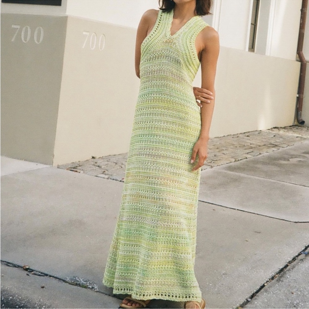 Light green knit Zara maxi dress.